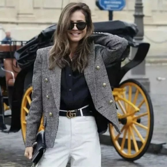 ZARA Double Breasted Houndstooth Blazer - Picture 11 of 12